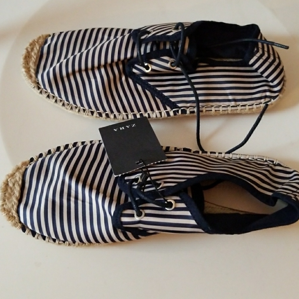Zara Striped laceup espadrilles size 6.5 / euro 37